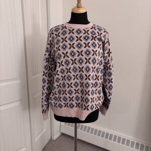 Aritzia Pink and Blue Patterned Sweater